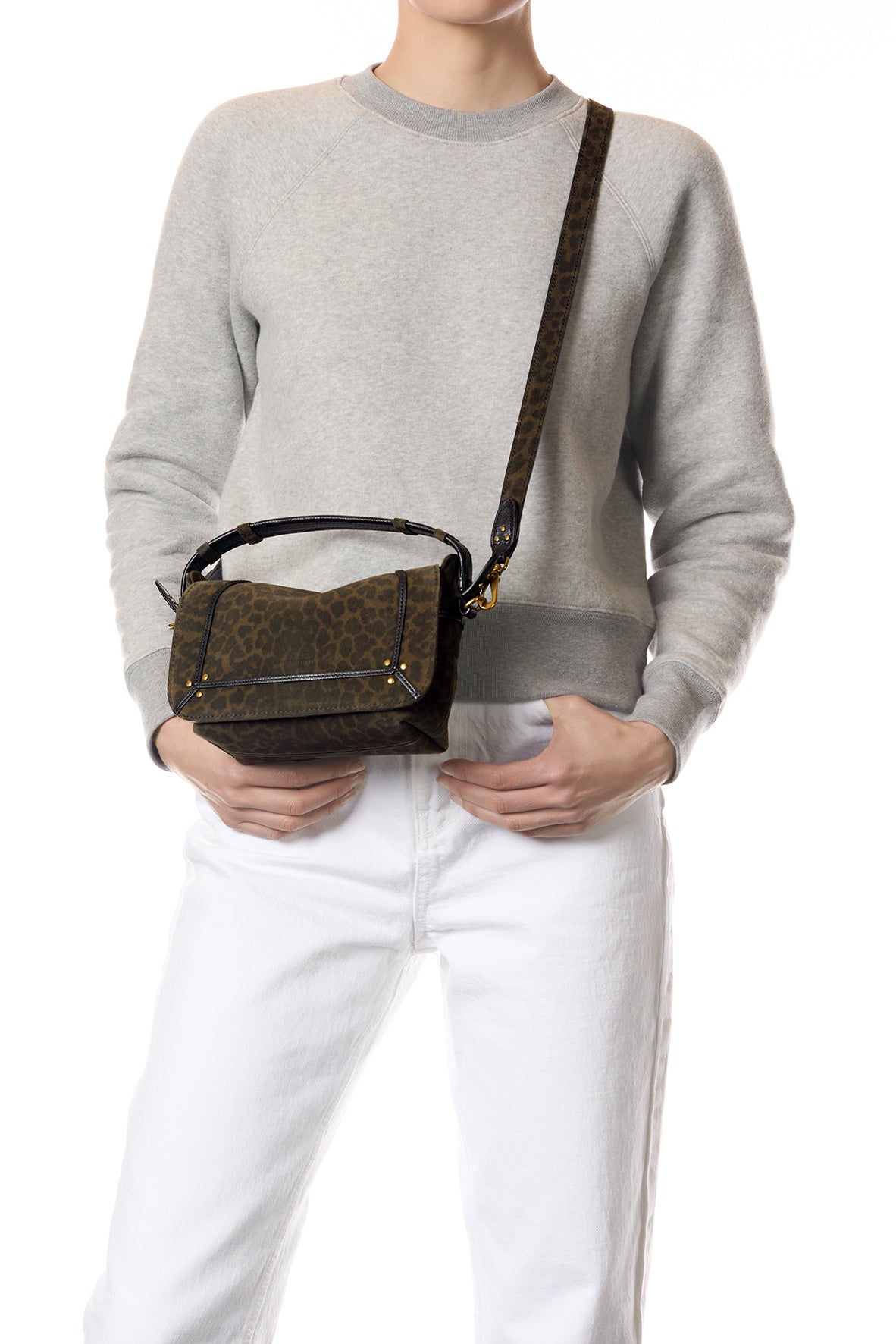 Sac Pepito S Croûte Velours Imprimé Léopard kaki