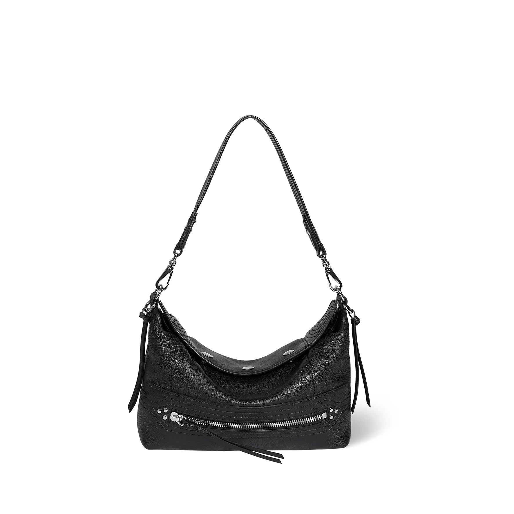Sac Lucky Hobo Small buffle Noir Silver