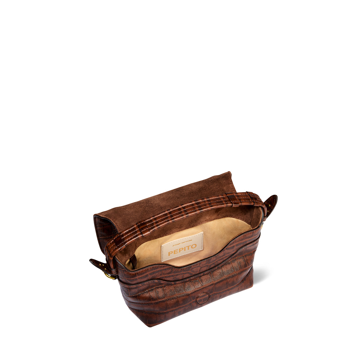 Sac Pepito S Mouton Imprimé Croco Cigare