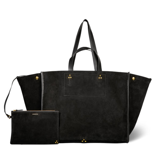 Sac Cabas Léon L Croûte Velours Noir
