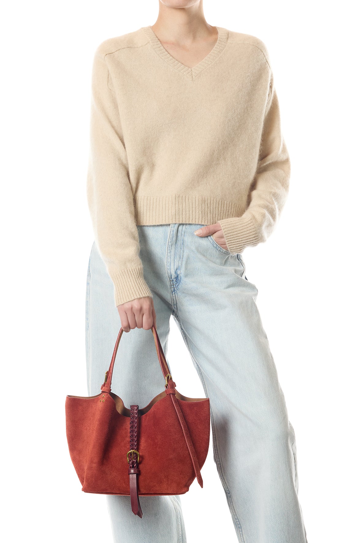 Sac Cabas Joseph S Croûte Velours Rouille