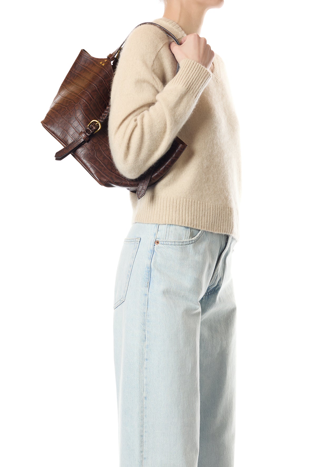 Sac Cabas Joseph S Mouton Imprimé Croco Cigare