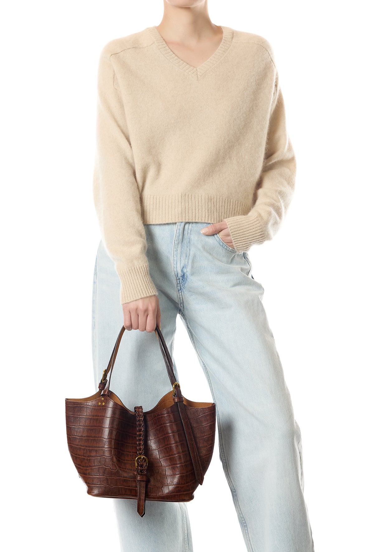 Sac Cabas Joseph S Mouton Imprimé Croco Cigare