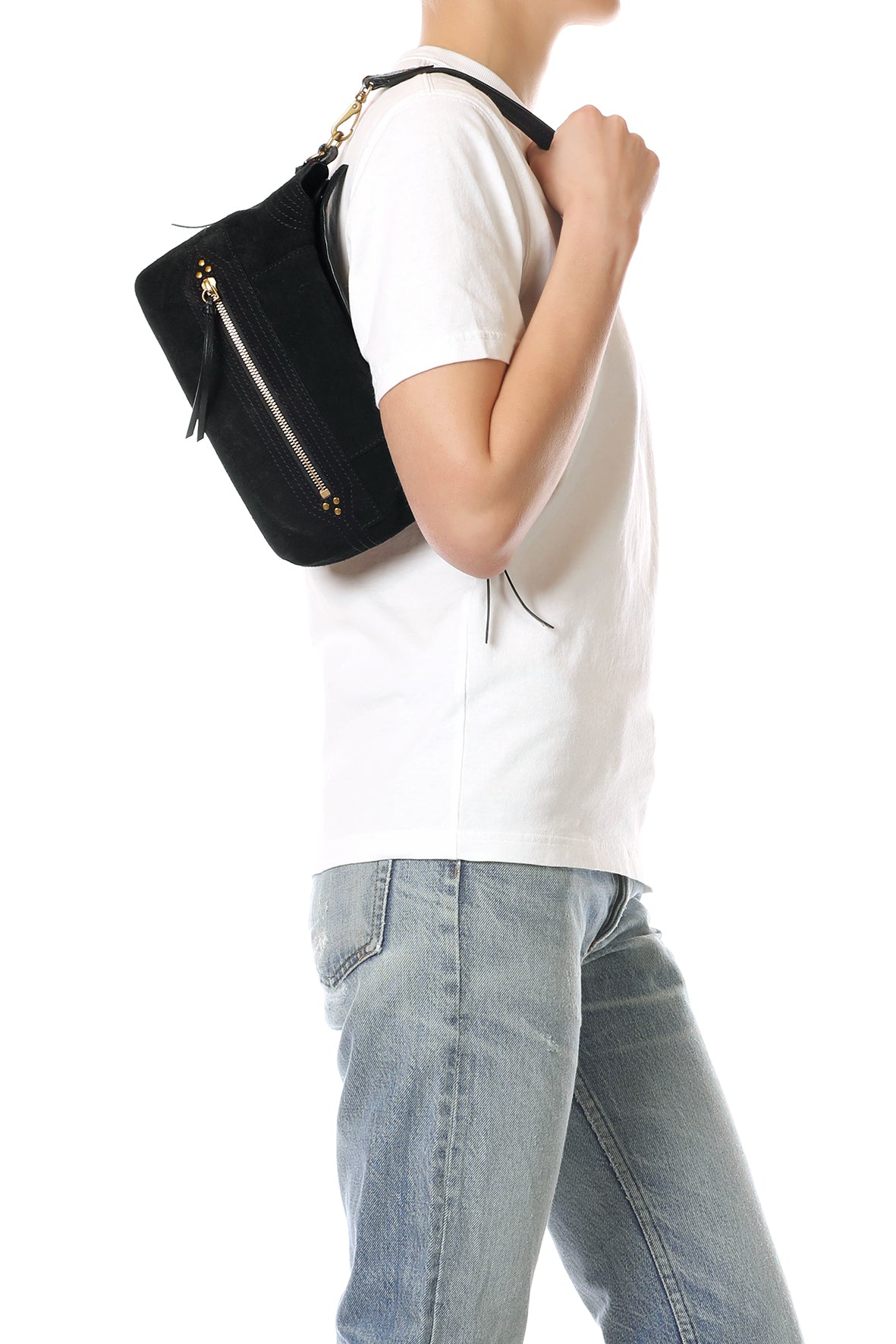 Sac Lucky Hobo Small Croûte Velours Noir