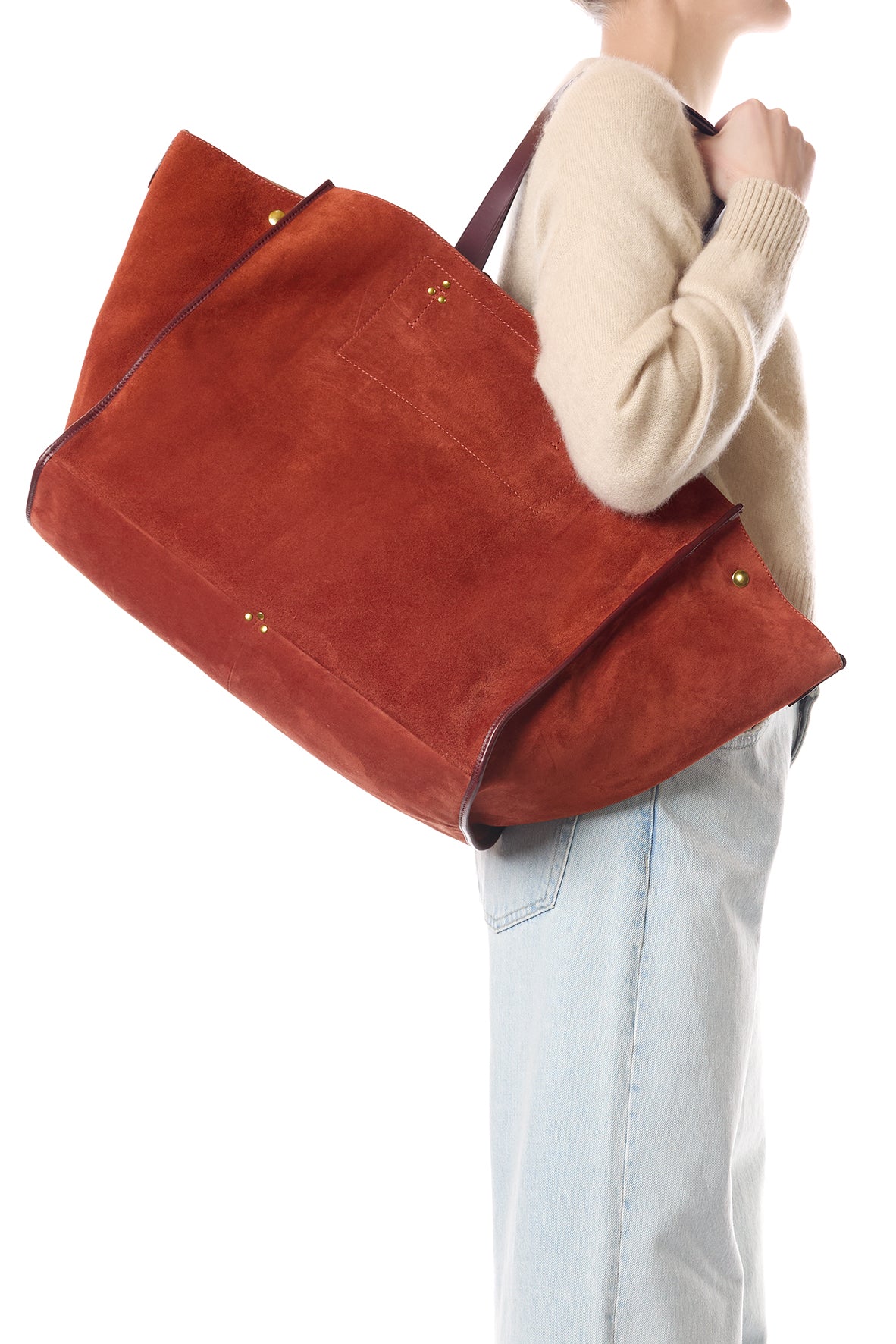 Sac Cabas Léon L Croûte Velours Rouille
