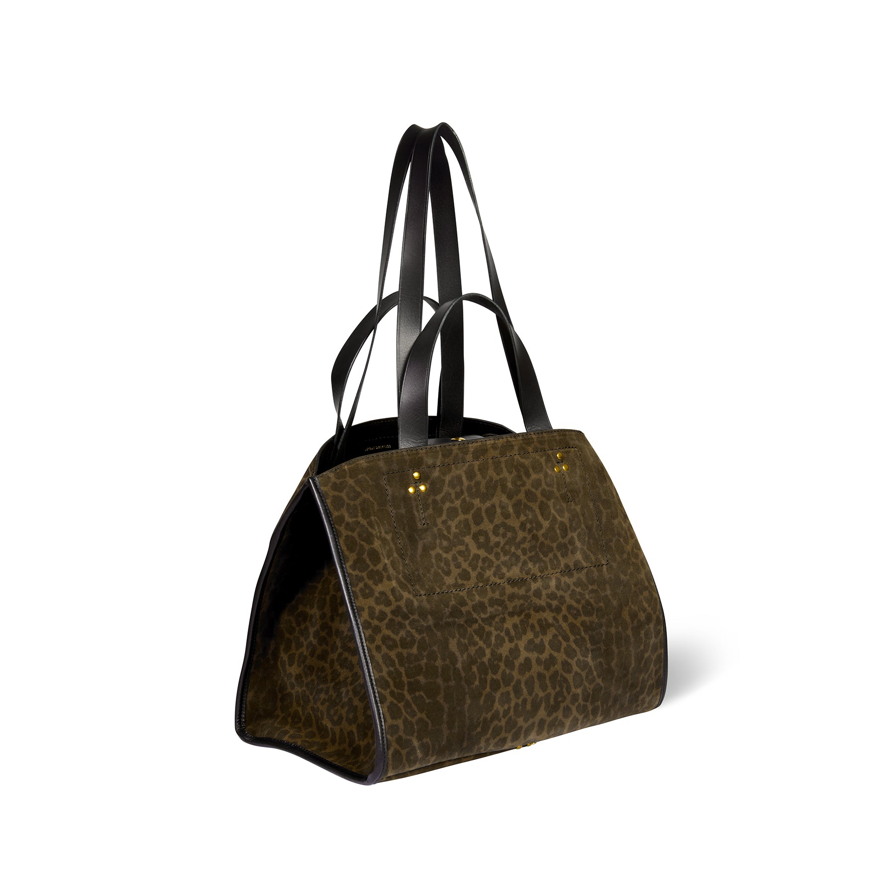 Sac Cabas Léon M Croûte Velours Imprimé Léopard kaki