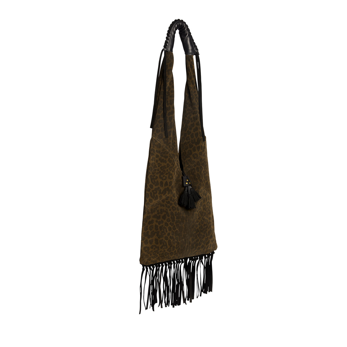 Sac Aram Croûte Velours Imprimé Léopard kaki