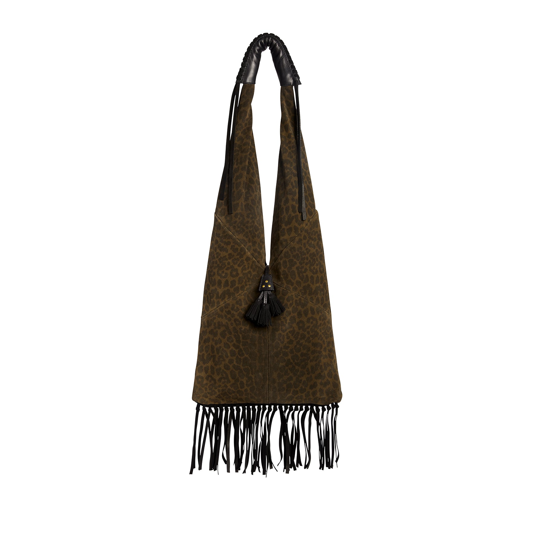 Sac Aram Croûte Velours Imprimé Léopard kaki