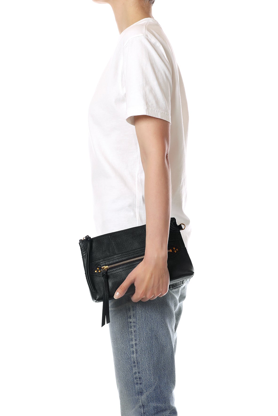Pochette Lucky Clutch buffle Noir Brass