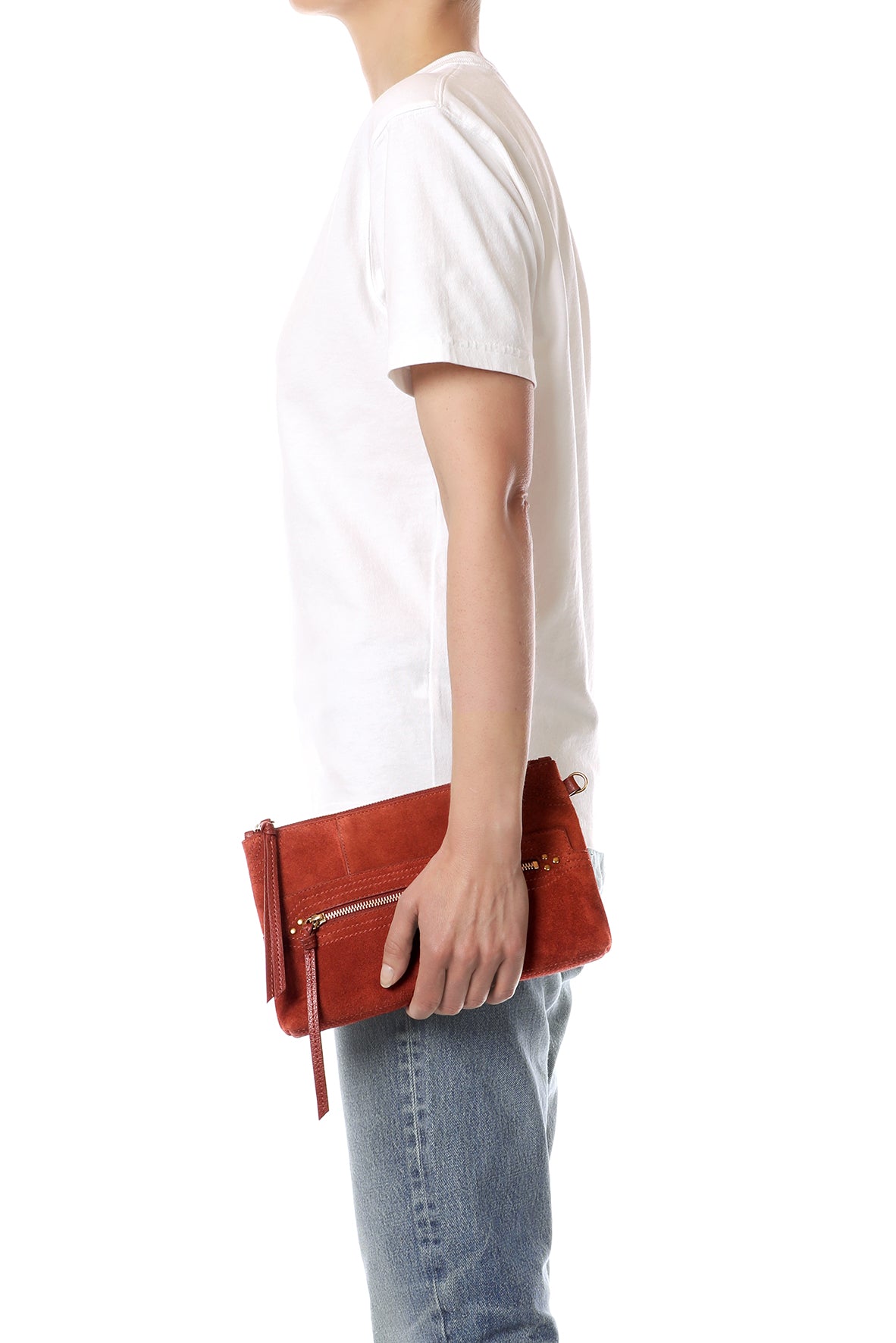 Pochette Lucky Clutch Croûte Velours Rouille