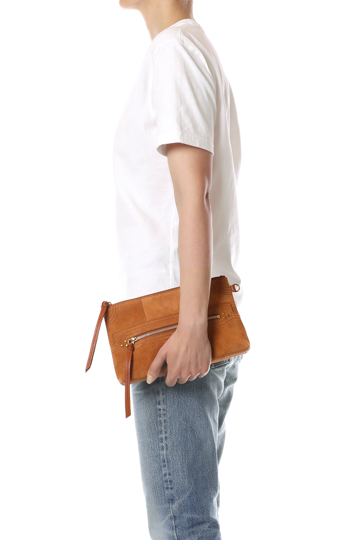Pochette Lucky Clutch Croûte Velours Caramel