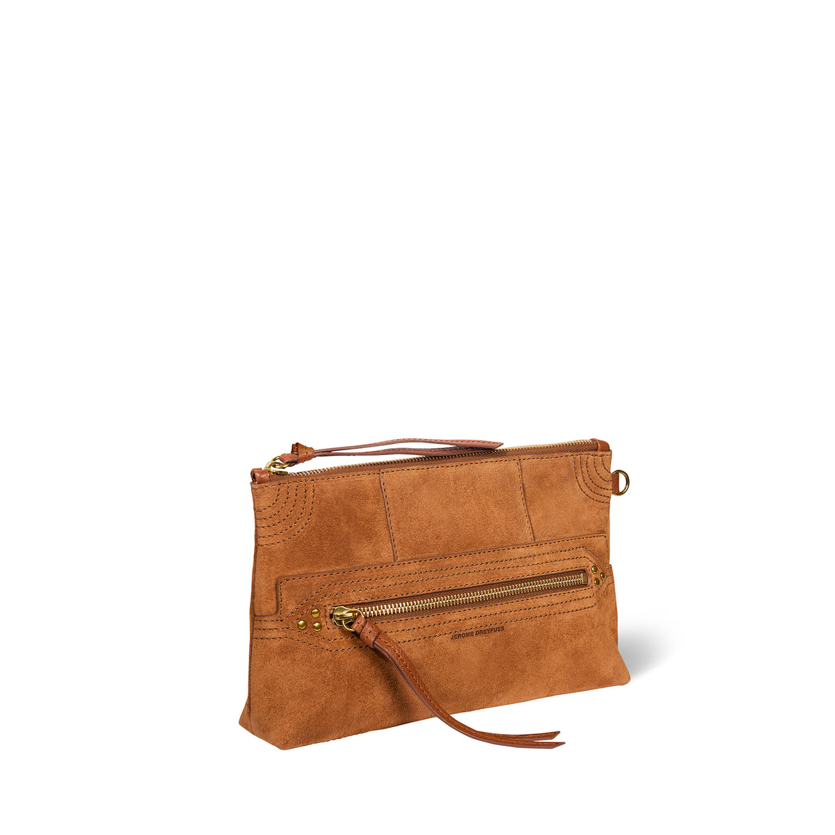 Pochette Lucky Clutch Croûte Velours Caramel