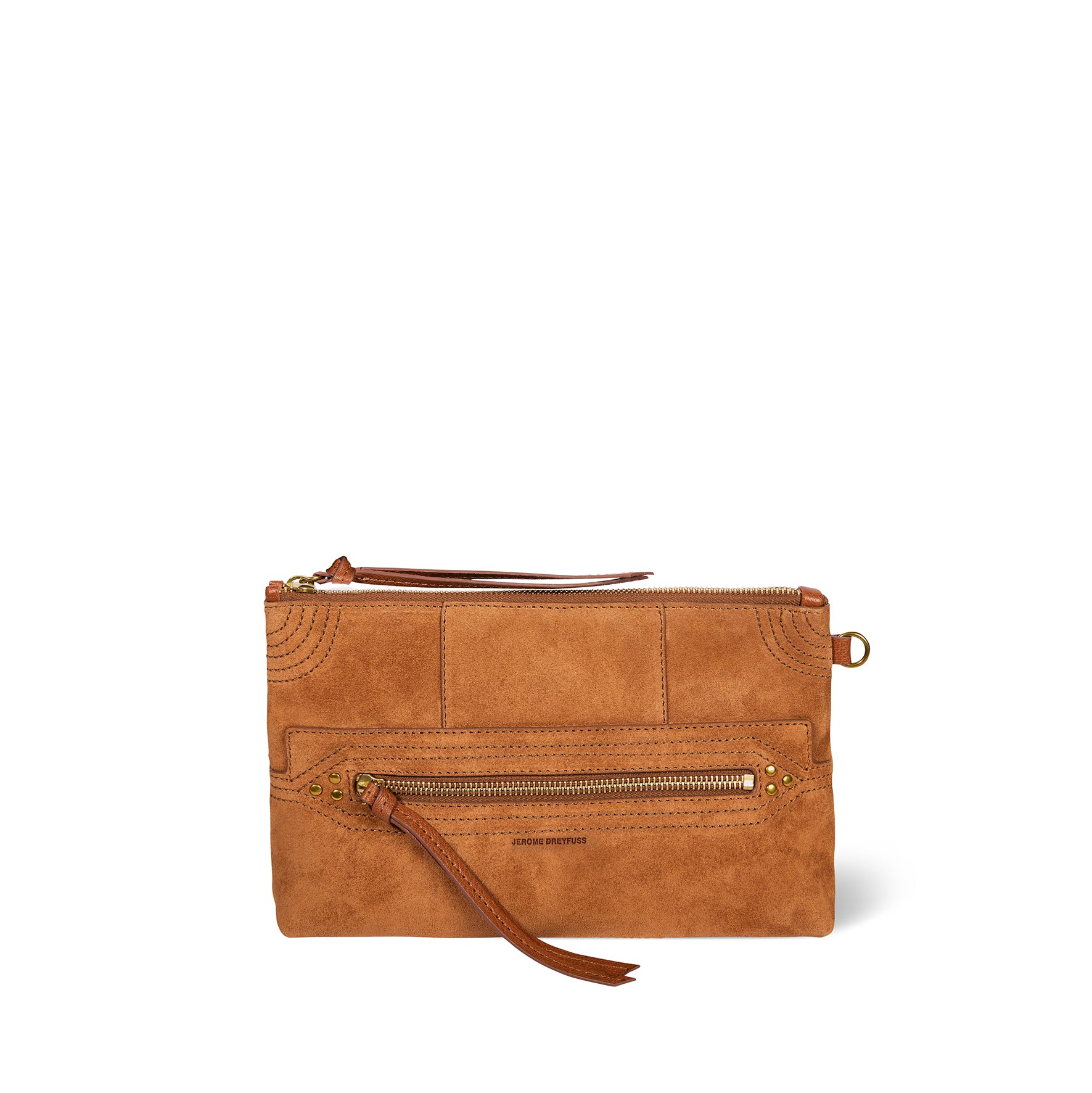 Pochette Lucky Clutch Croûte Velours Caramel