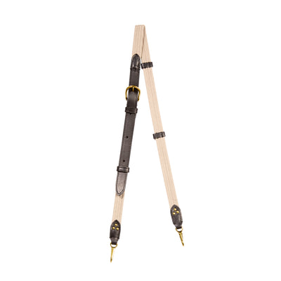 Bandoulière sangle naturelle fine Vachette Noir Brass