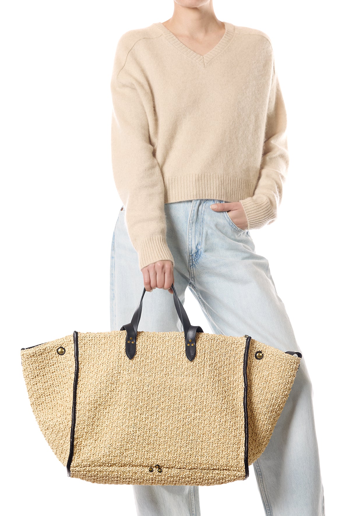 Sac Cabas Léon L fibres recyclées effet raphia