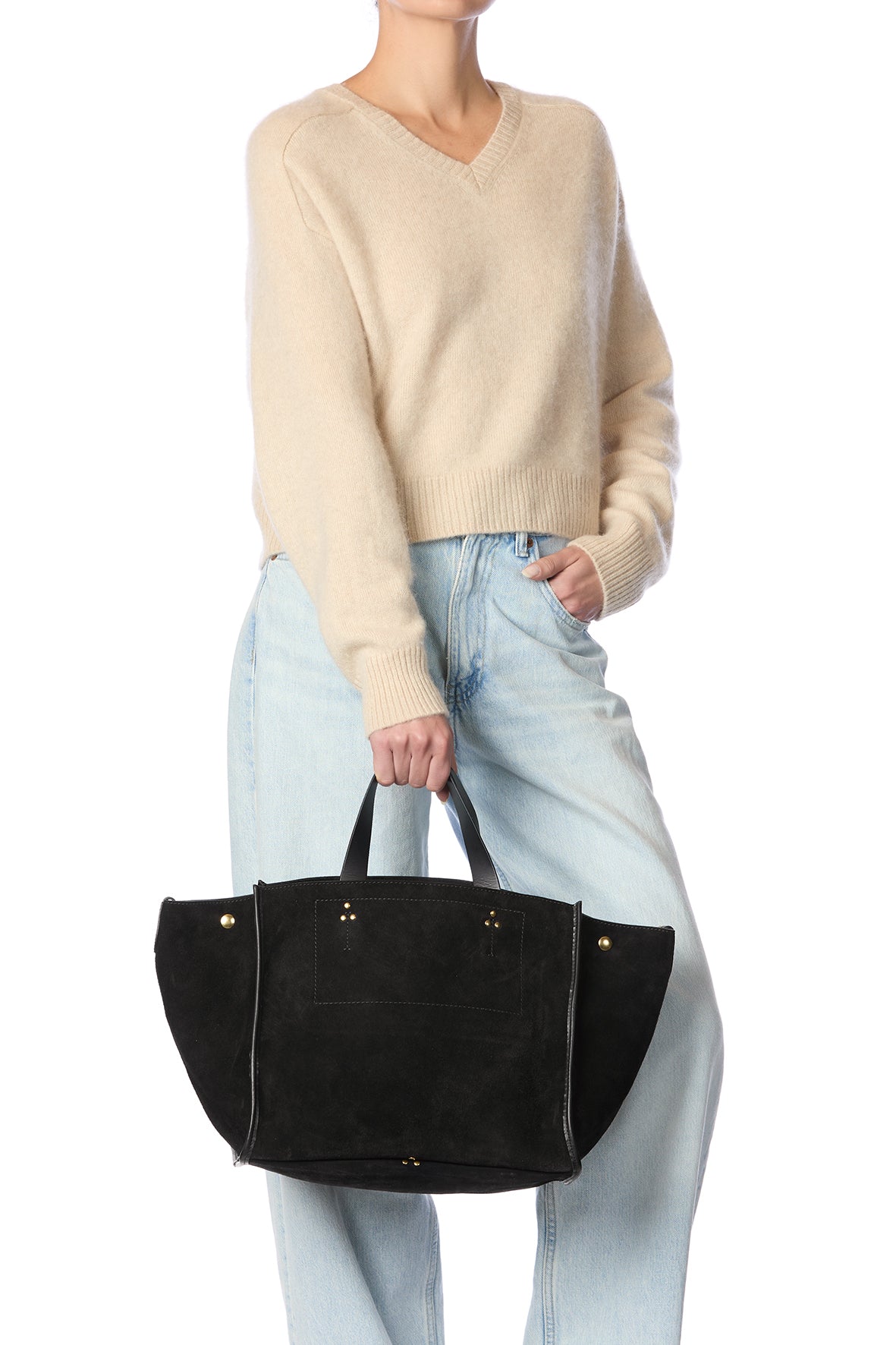 Sac Cabas Léon M Croûte Velours Noir