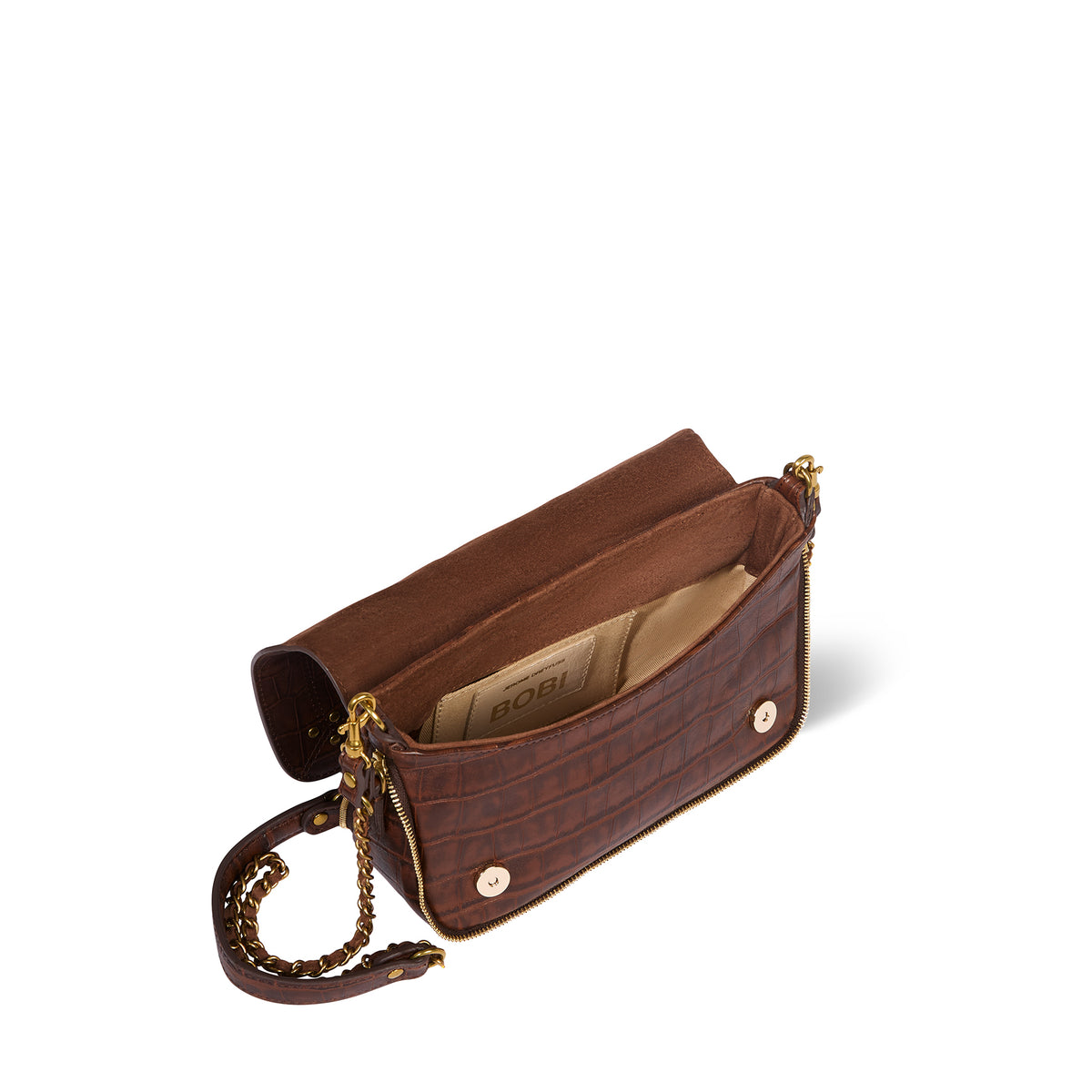 Sac Bobi S Mouton Imprimé Croco Cigare