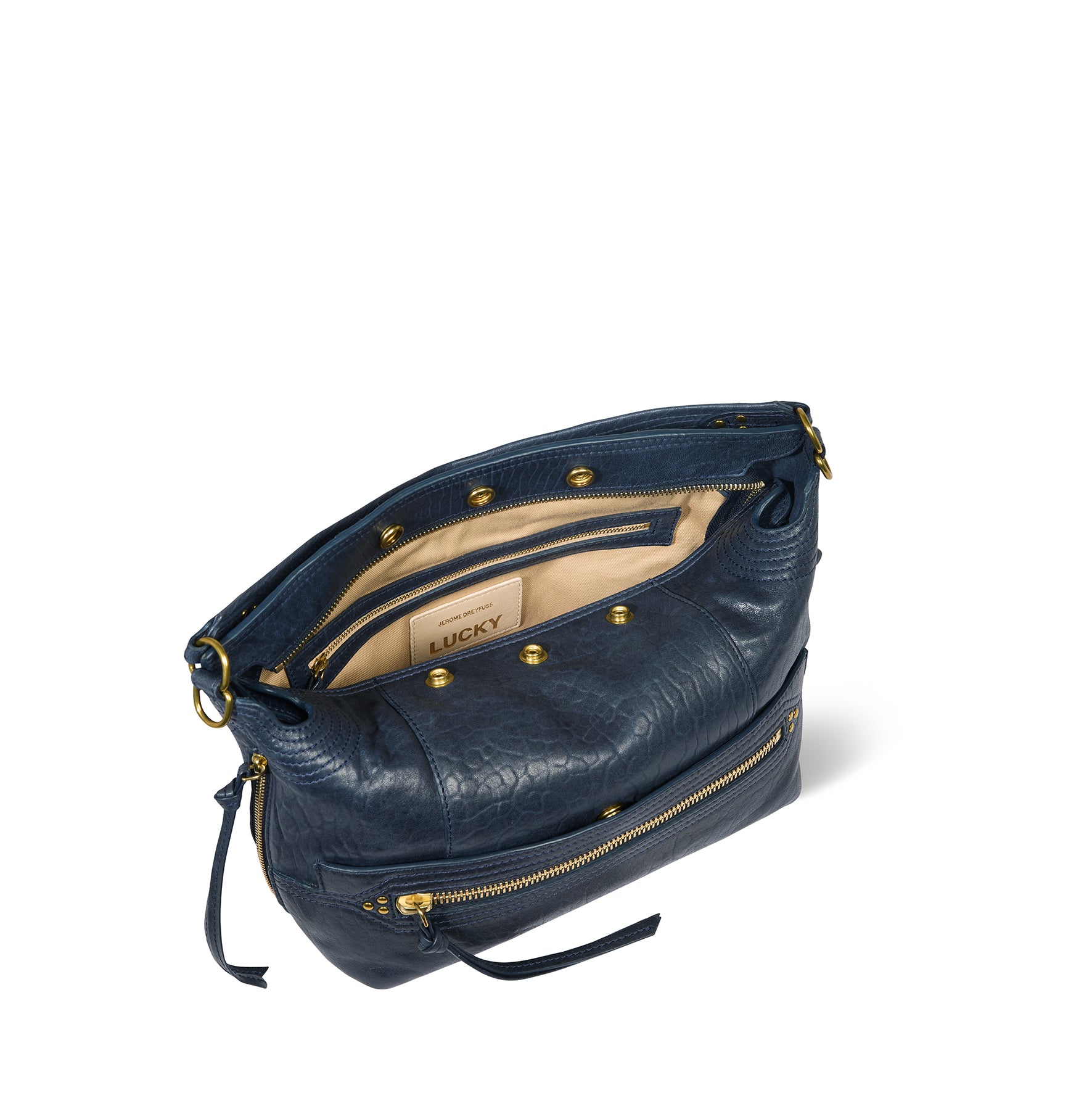 Sac Lucky Hobo Agneau Bubble Night Blue