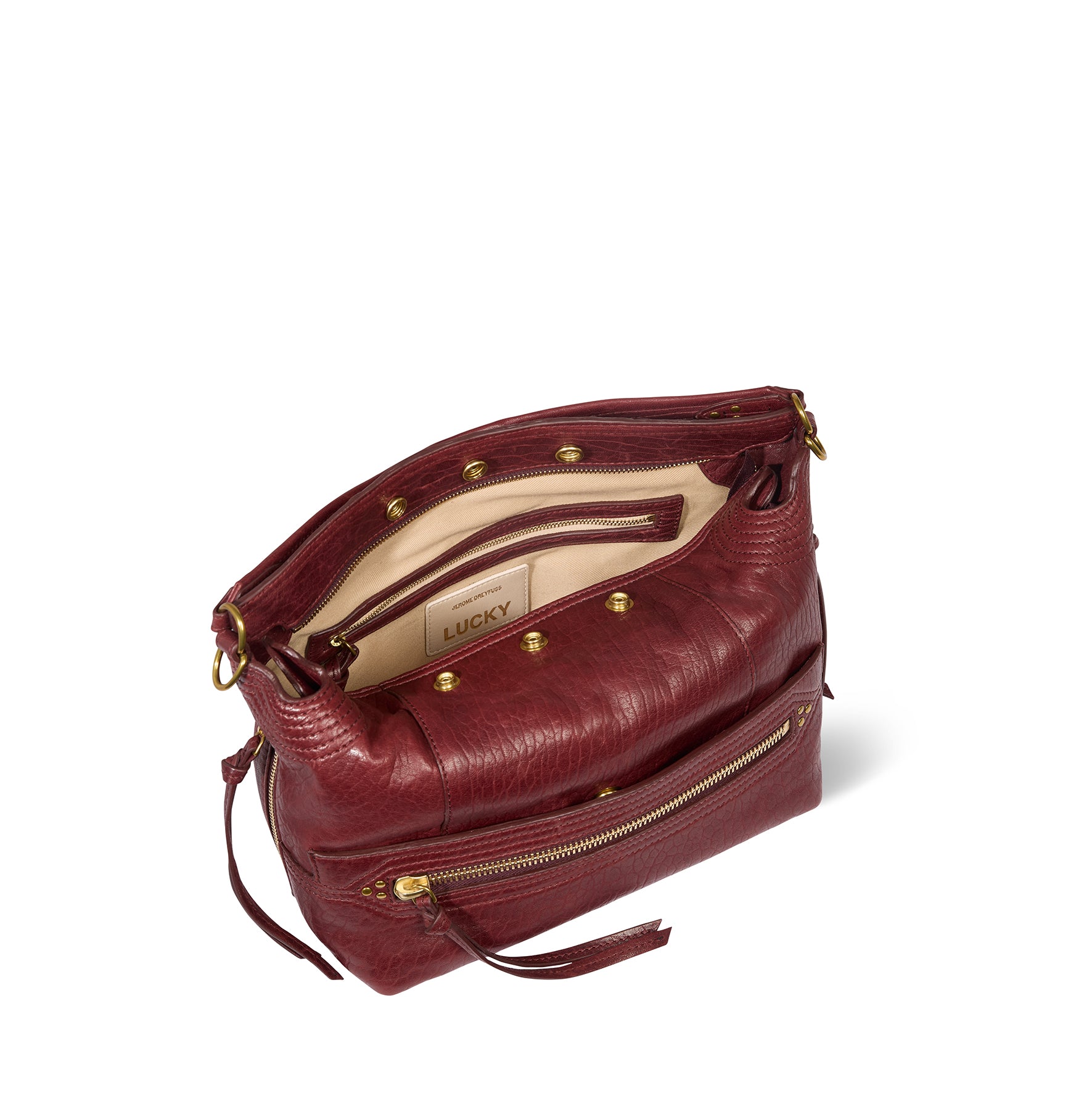 Sac Lucky Hobo Agneau Bubble Burgundy