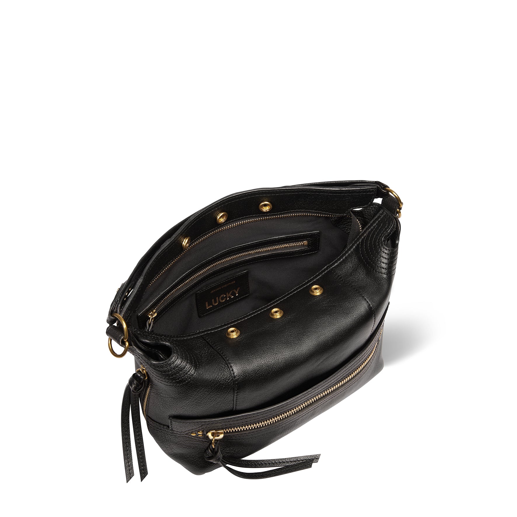 Sac Lucky Hobo Buffle Noir Brass