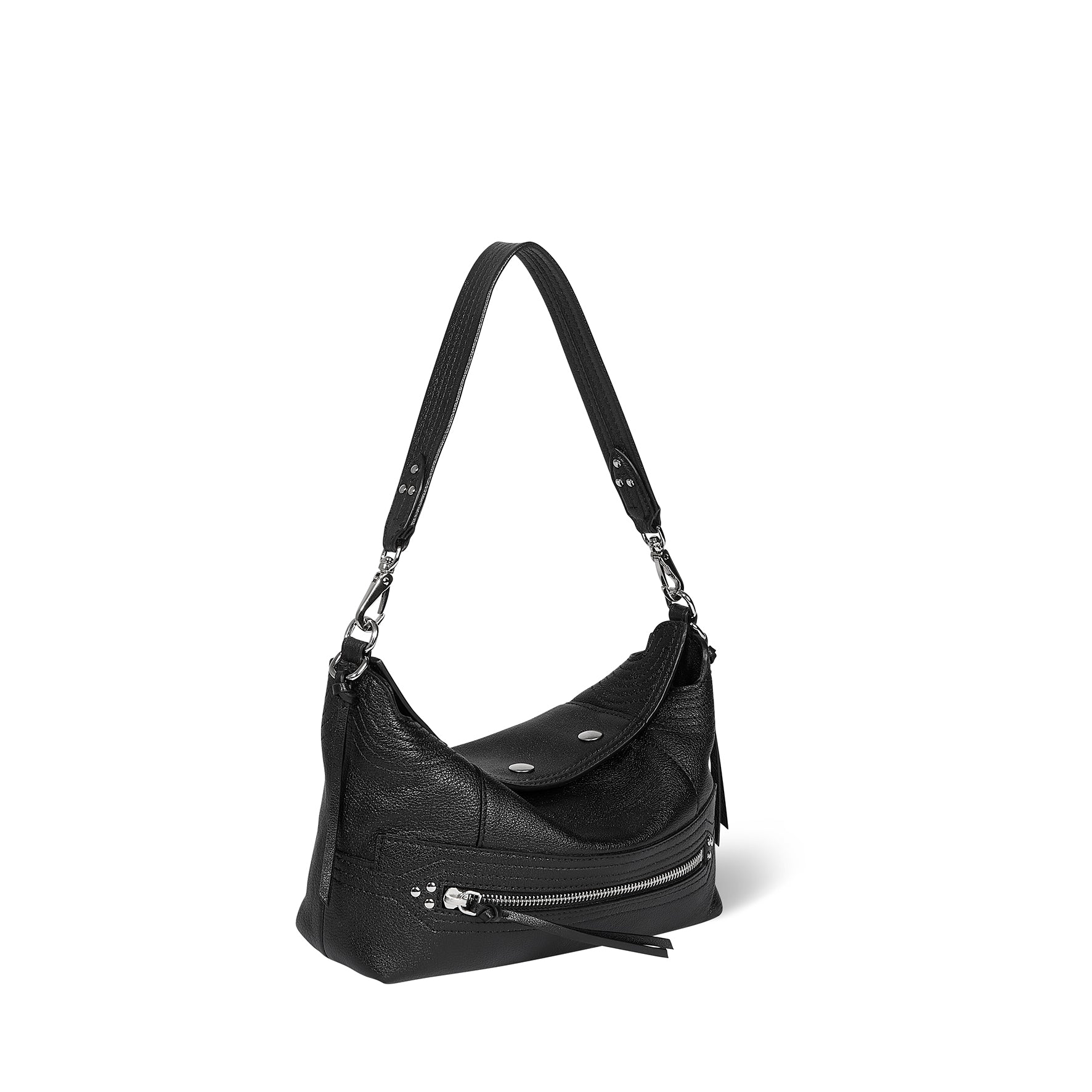 Sac Lucky Hobo Small buffle Noir Silver