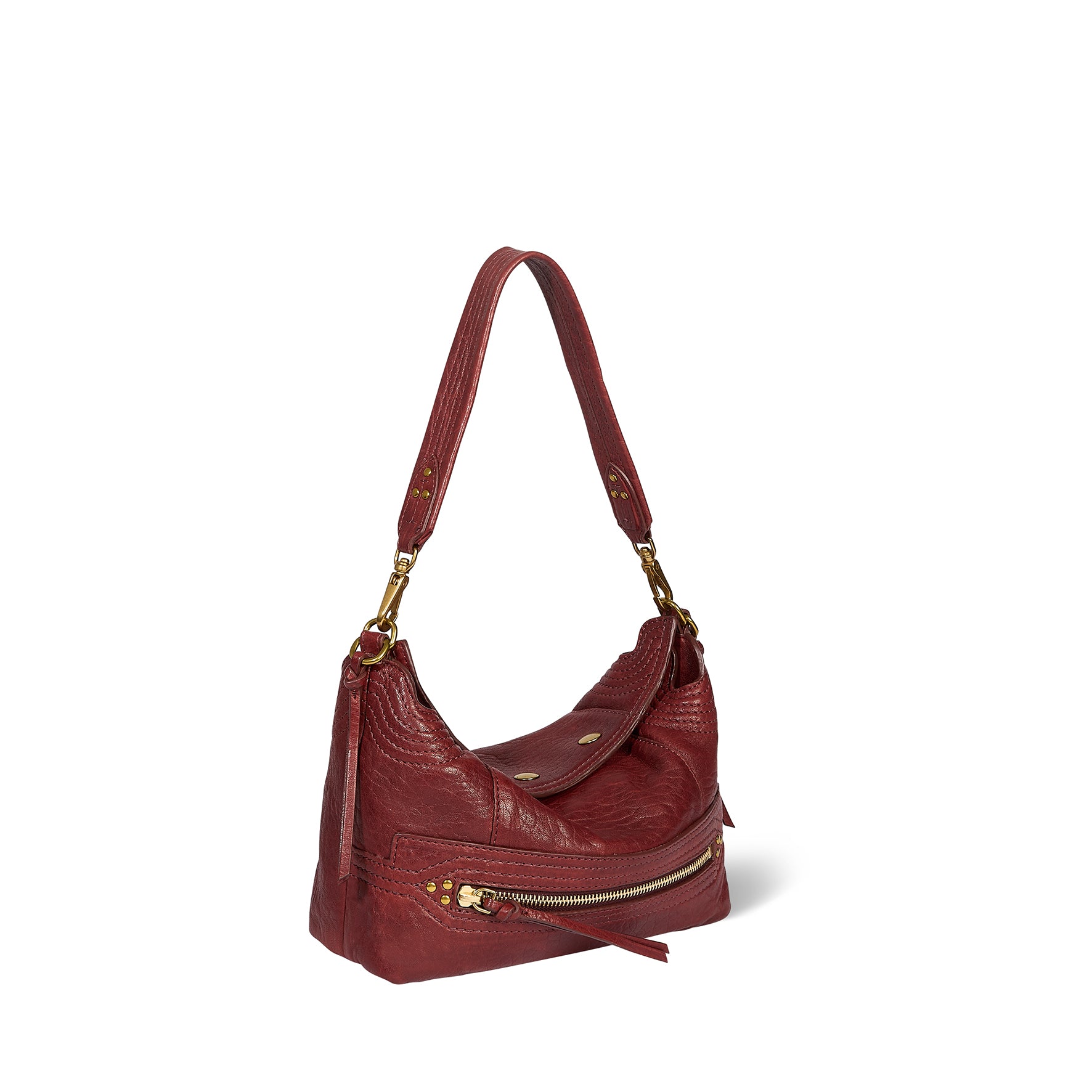 Sac Lucky Hobo Small Agneau Bubble Burgundy