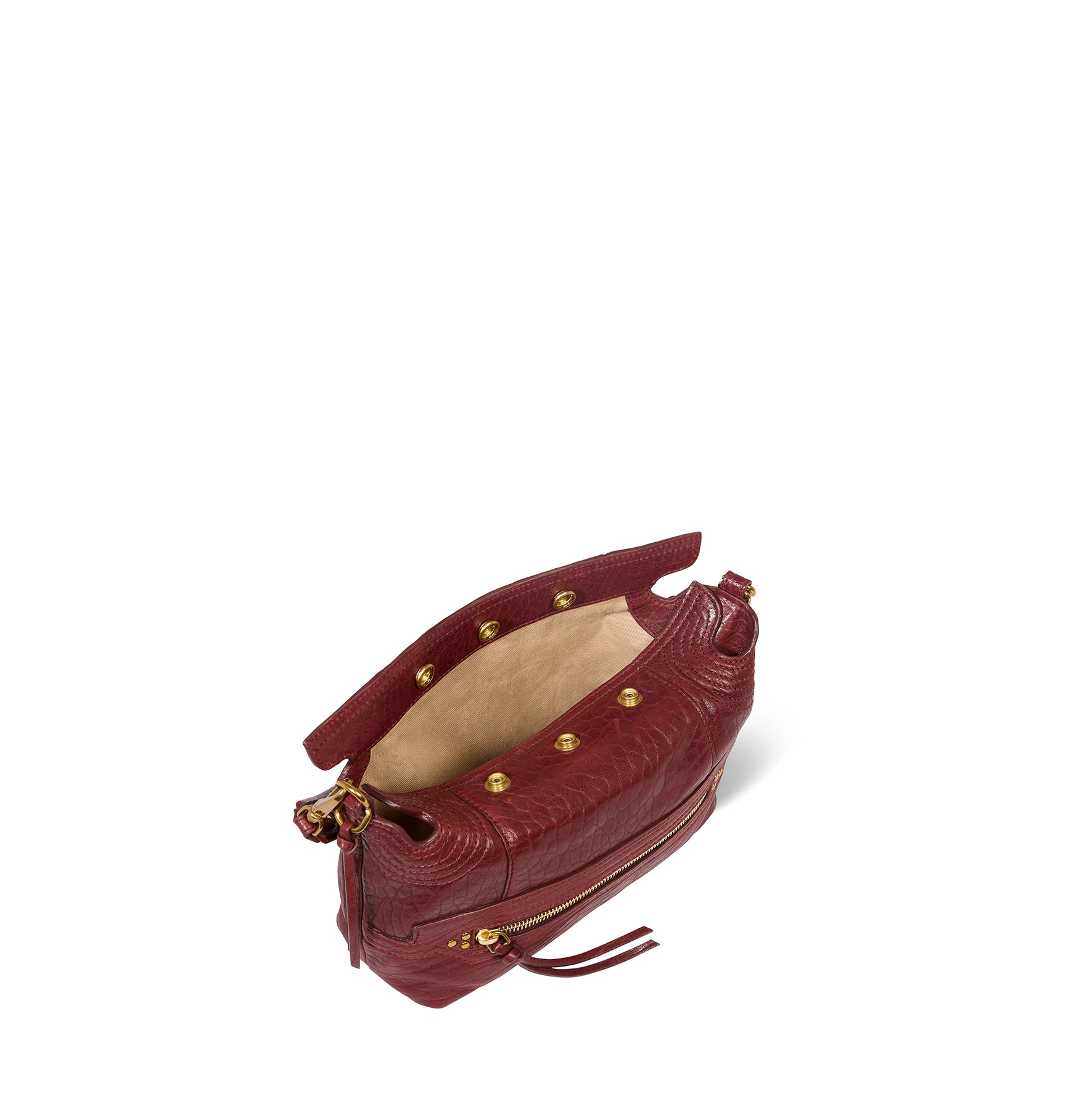Sac Lucky Hobo Small Agneau Bubble Burgundy