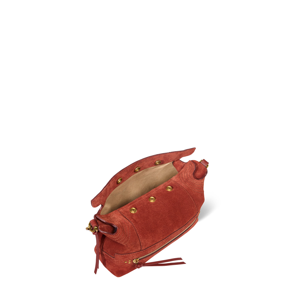 Sac Lucky Hobo Small Croûte Velours Rouille