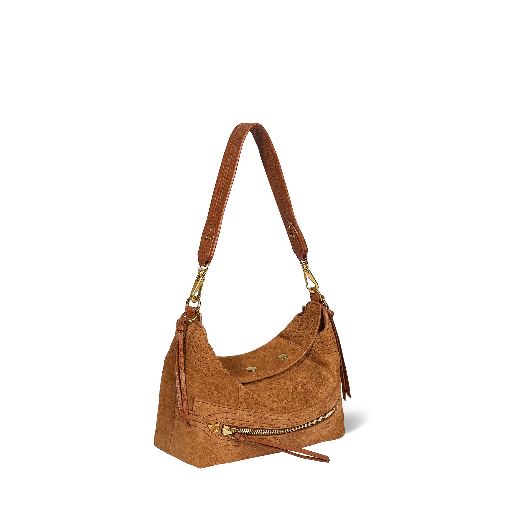 Sac Lucky Hobo Small Croûte Velours Caramel
