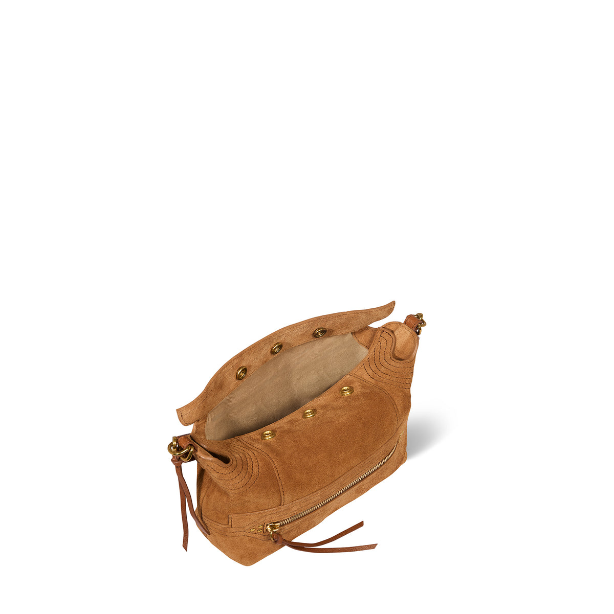 Sac Lucky Hobo Small Croûte Velours Caramel