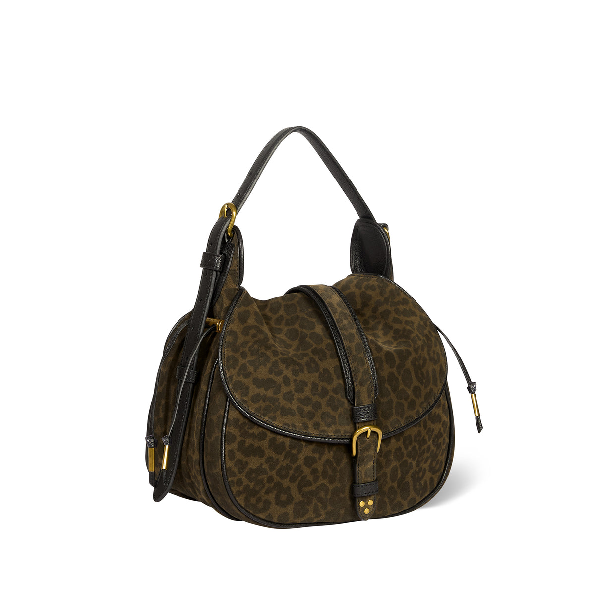 Sac Gildas Croûte Velours Imprimé Léopard kaki
