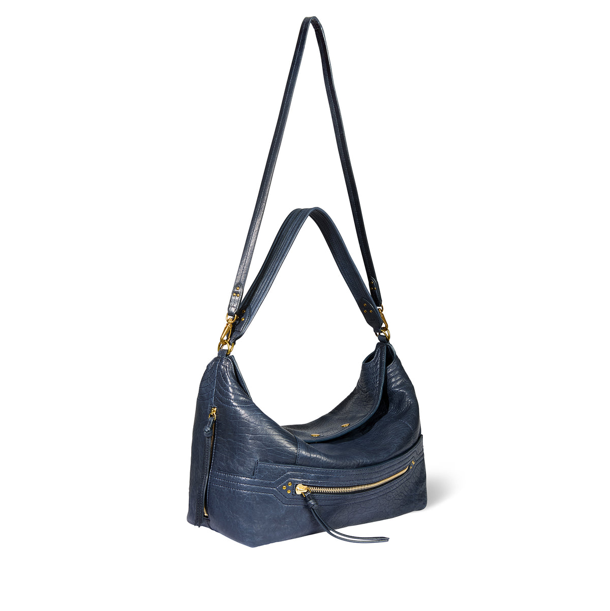 Sac Lucky Hobo Large Agneau Bubble Night Blue
