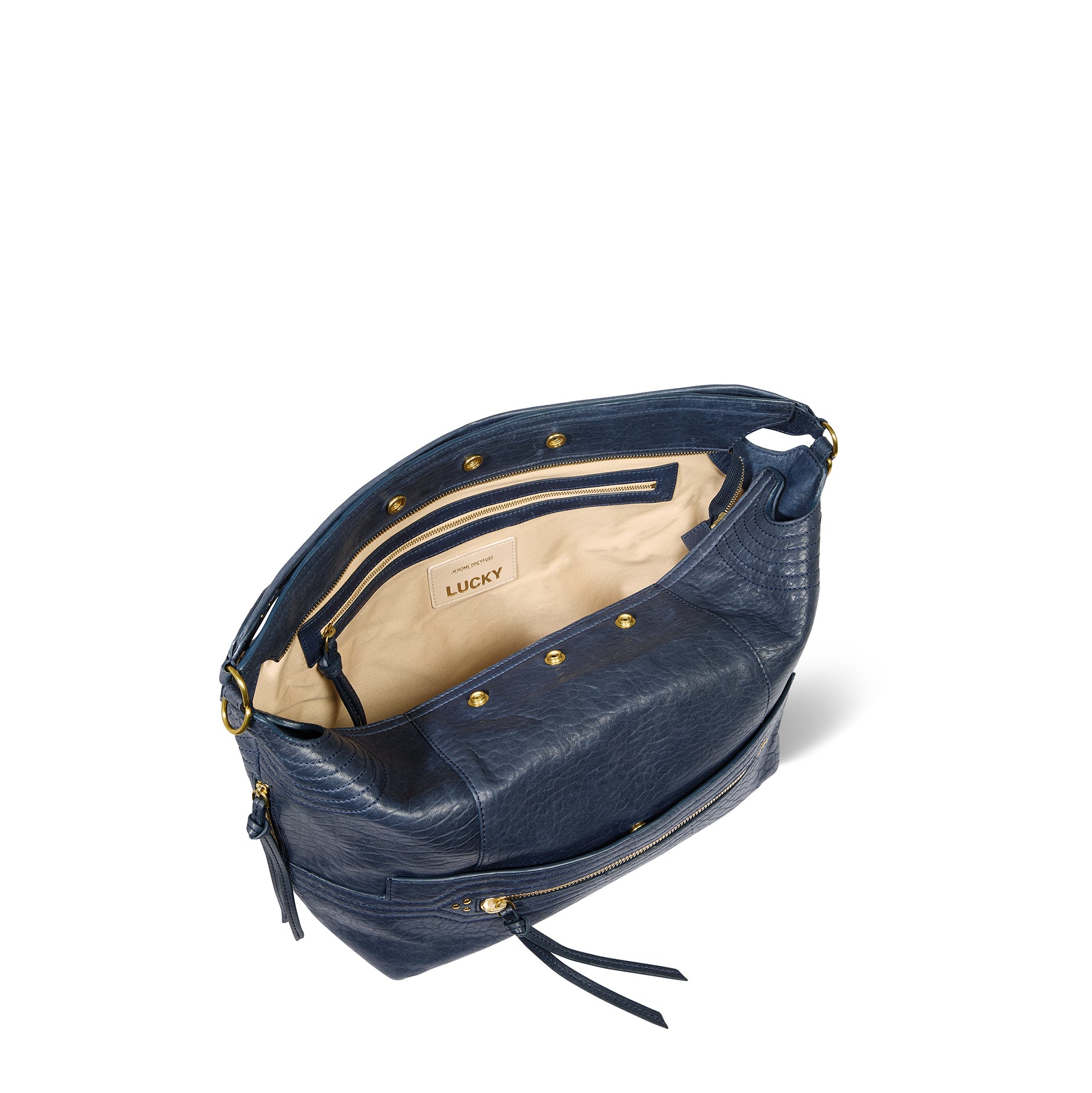 Sac Lucky Hobo Large Agneau Bubble Night Blue