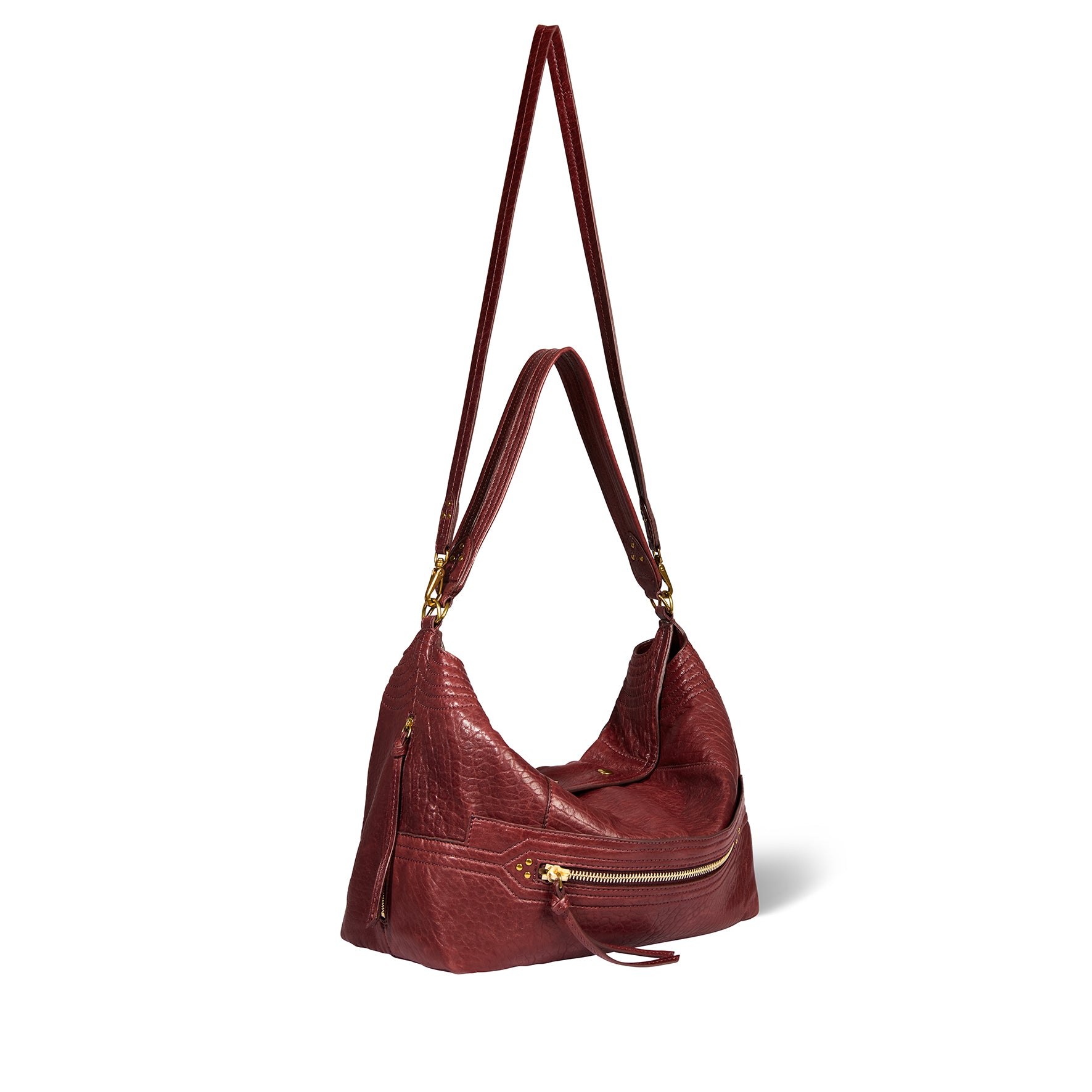 Sac Lucky Hobo Large Agneau Bubble Burgundy