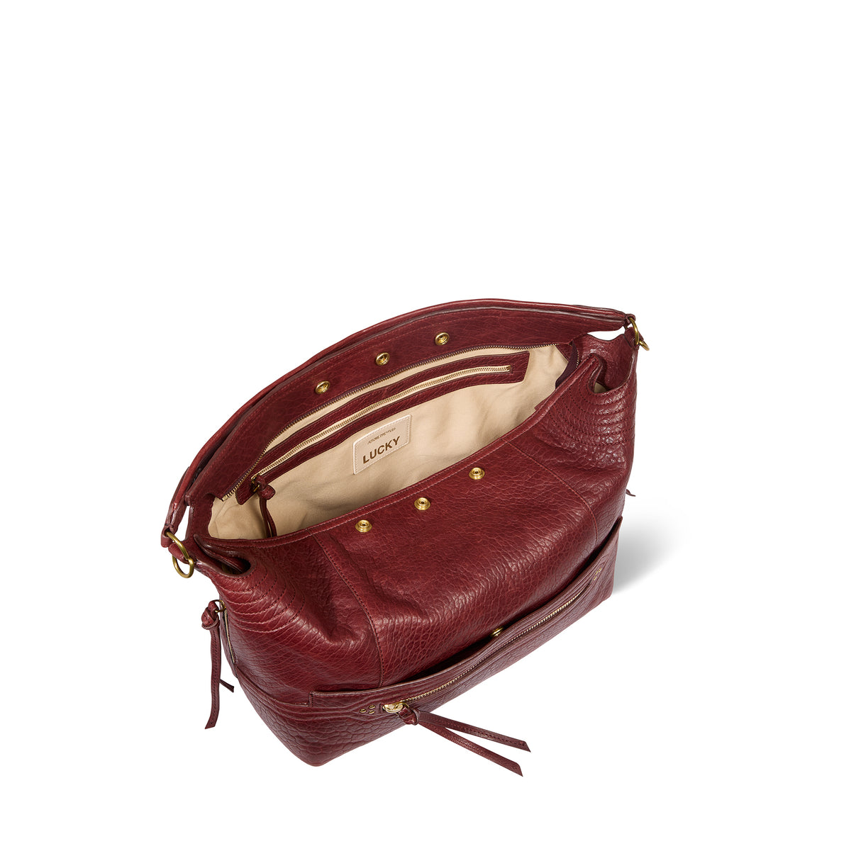 Sac Lucky Hobo Large Agneau Bubble Burgundy
