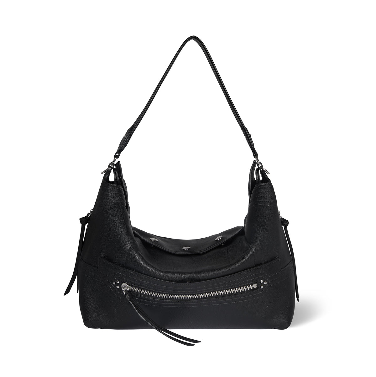 Sac Lucky Hobo Large buffle Noir Silver