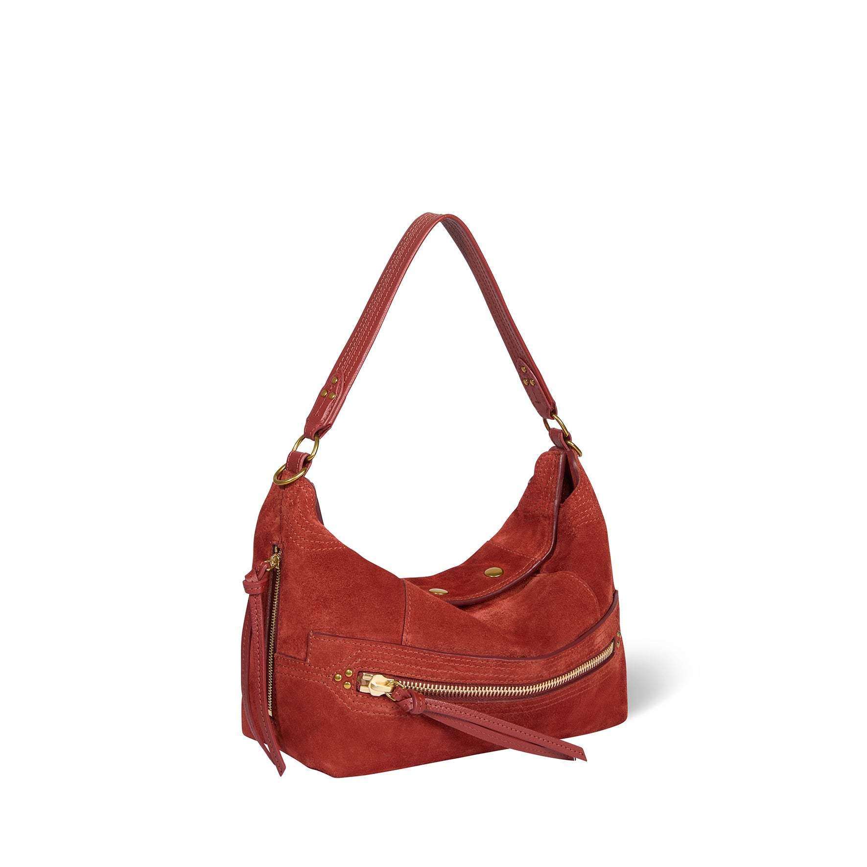 Sac Lucky Hobo Croûte Velours Rouille