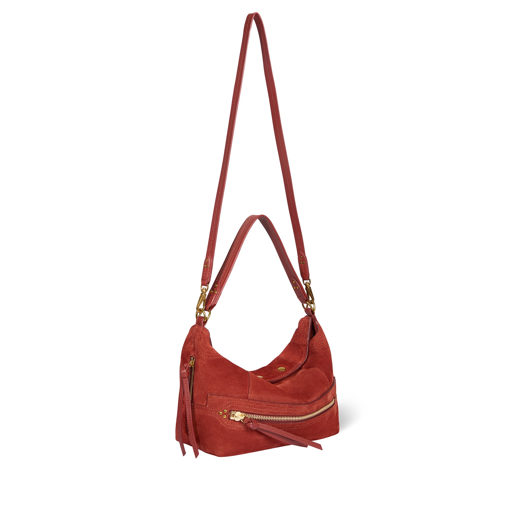 Sac Lucky Hobo Croûte Velours Rouille