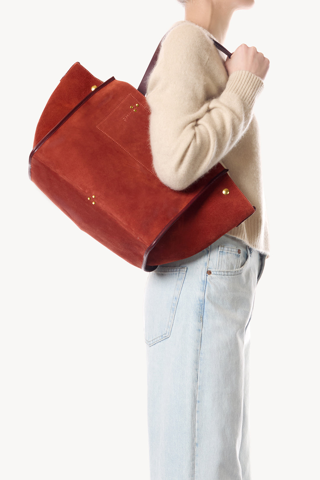 Sac Cabas Léon M Croûte Velours Rouille