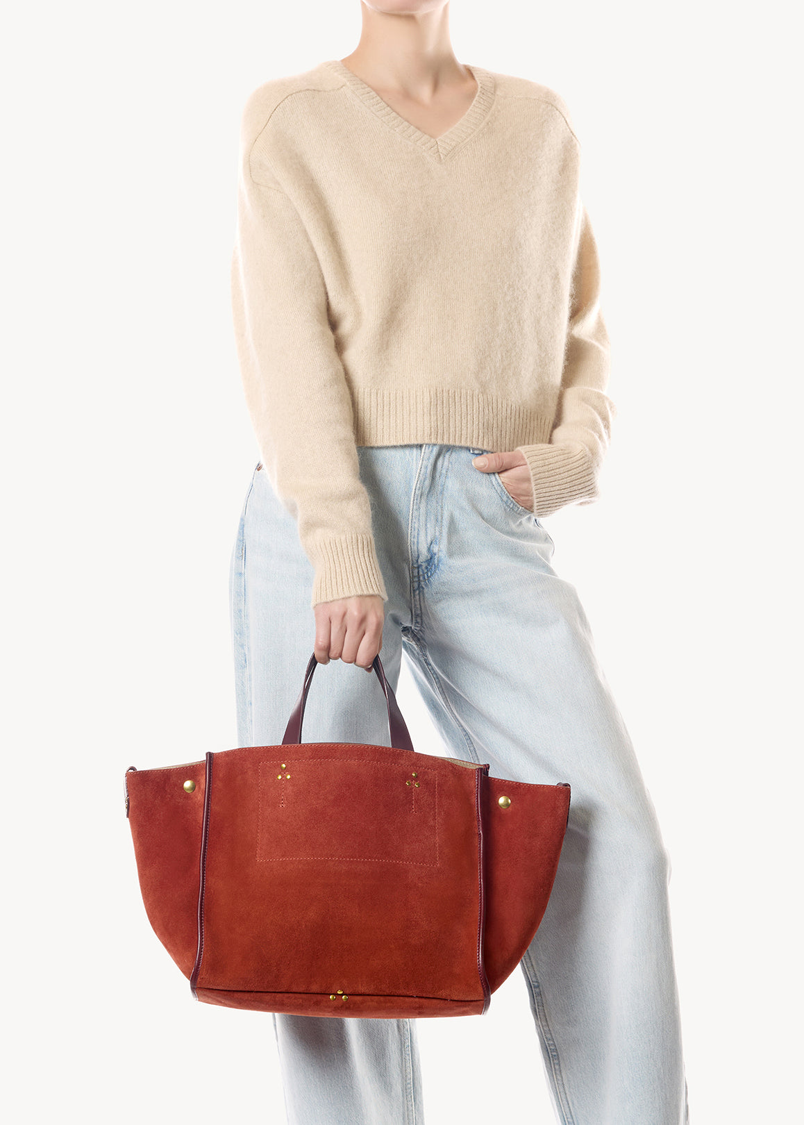 Sac Cabas Léon M Croûte Velours Rouille
