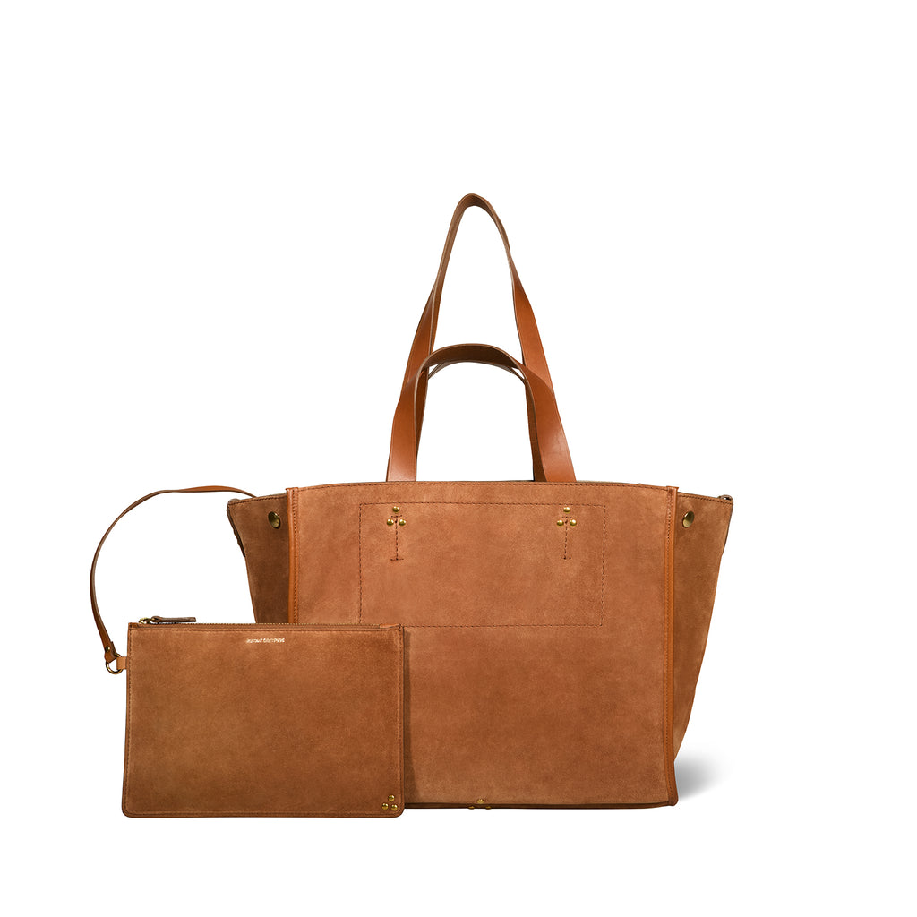 Sac Cabas Léon M Croûte Velours Caramel