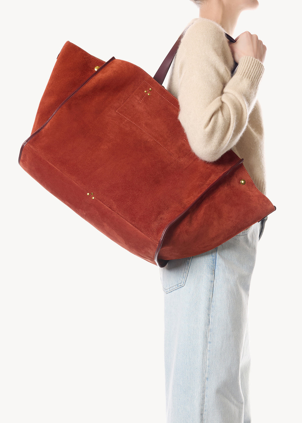 Sac Cabas Léon L Croûte Velours Rouille