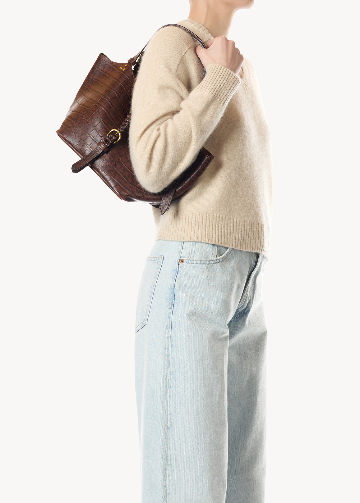 Sac Cabas Joseph S Mouton Imprimé Croco Cigare