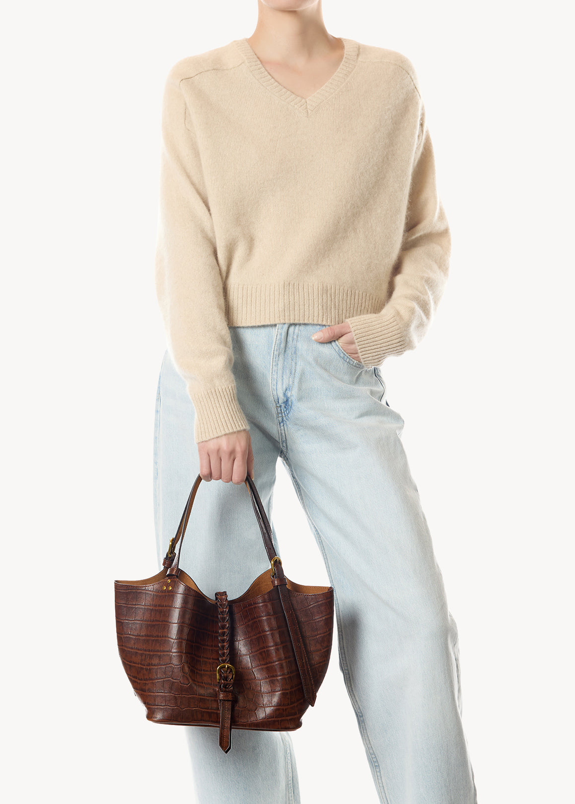 Sac Cabas Joseph S Mouton Imprimé Croco Cigare