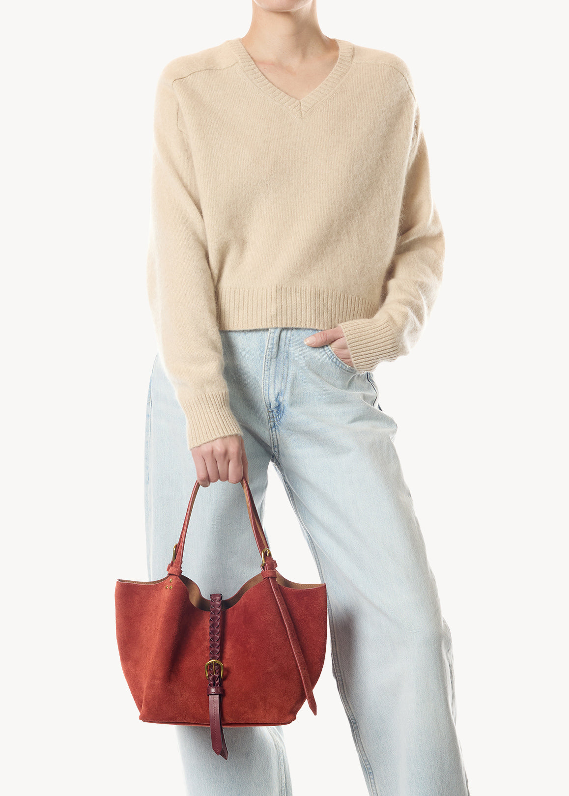 Sac Cabas Joseph S Croûte Velours Rouille