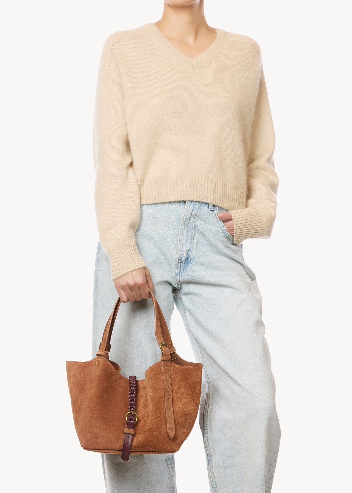 Sac Cabas Joseph S Croûte Velours Caramel