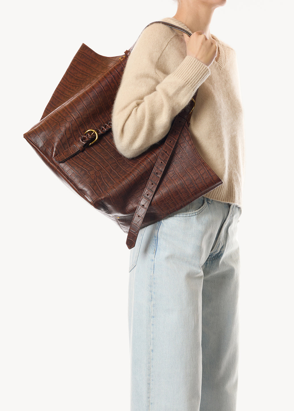 Sac Cabas Joseph M Mouton Imprimé Croco Cigare