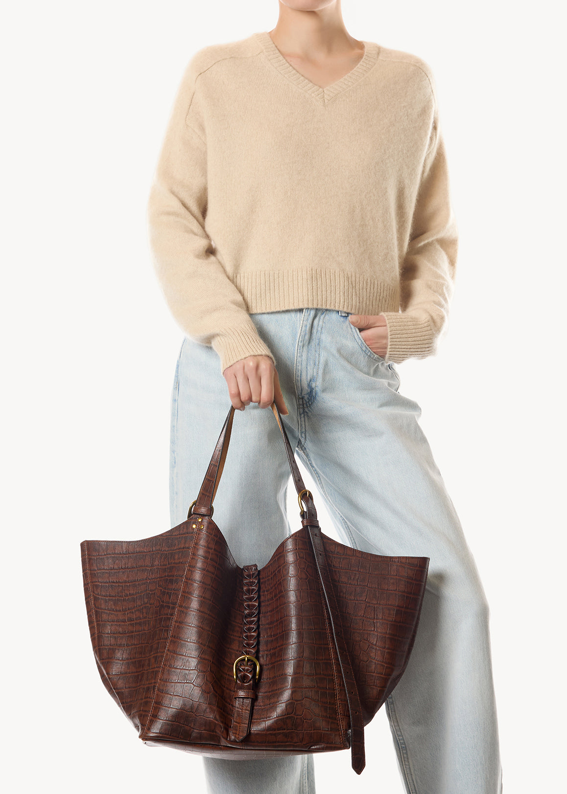 Sac Cabas Joseph M Mouton Imprimé Croco Cigare