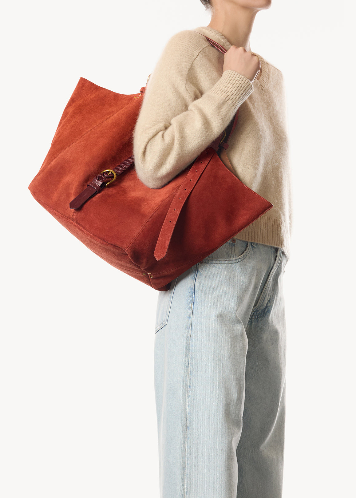 Sac Cabas Joseph M Croûte Velours Rouille