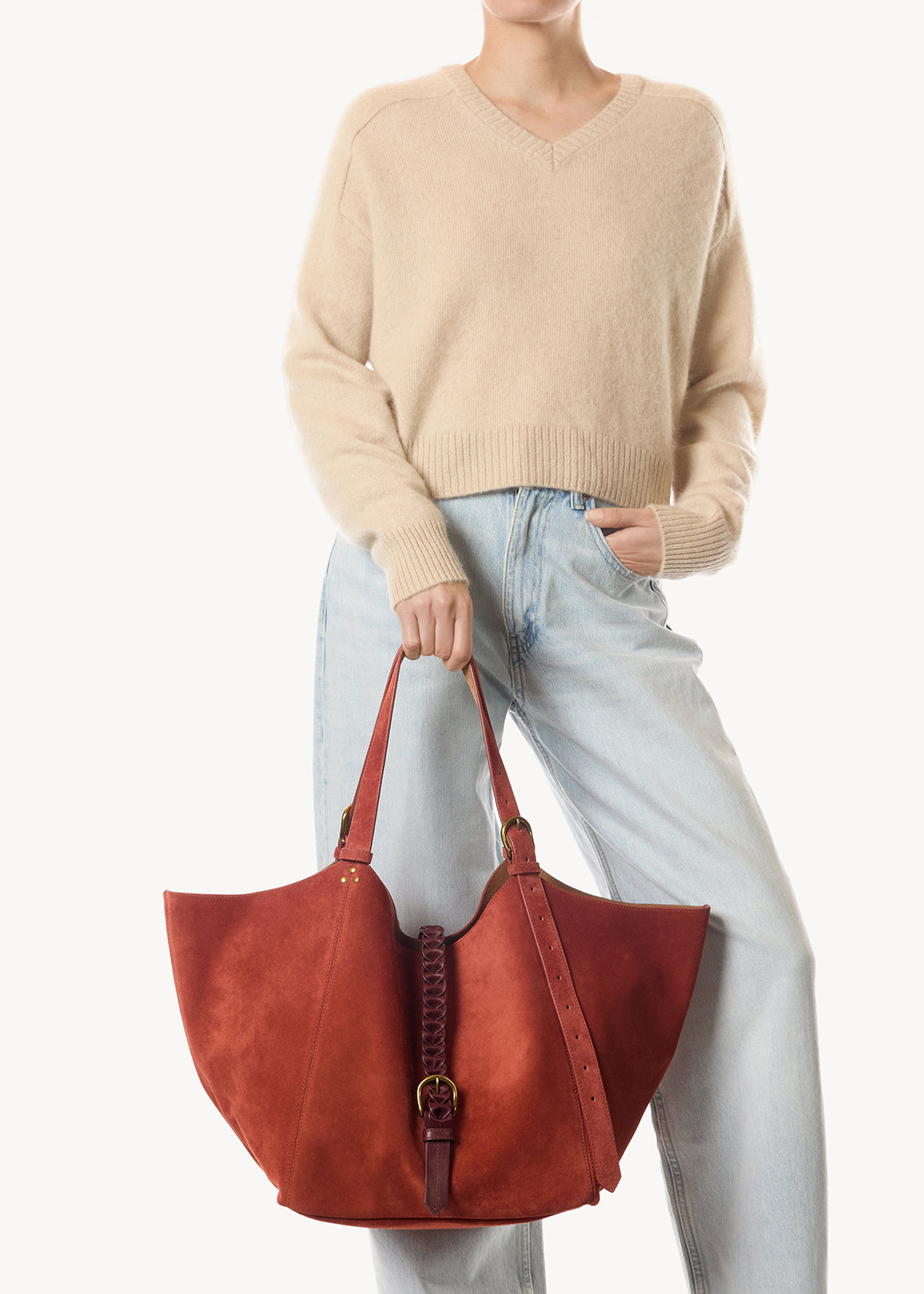 Sac Cabas Joseph M Croûte Velours Rouille